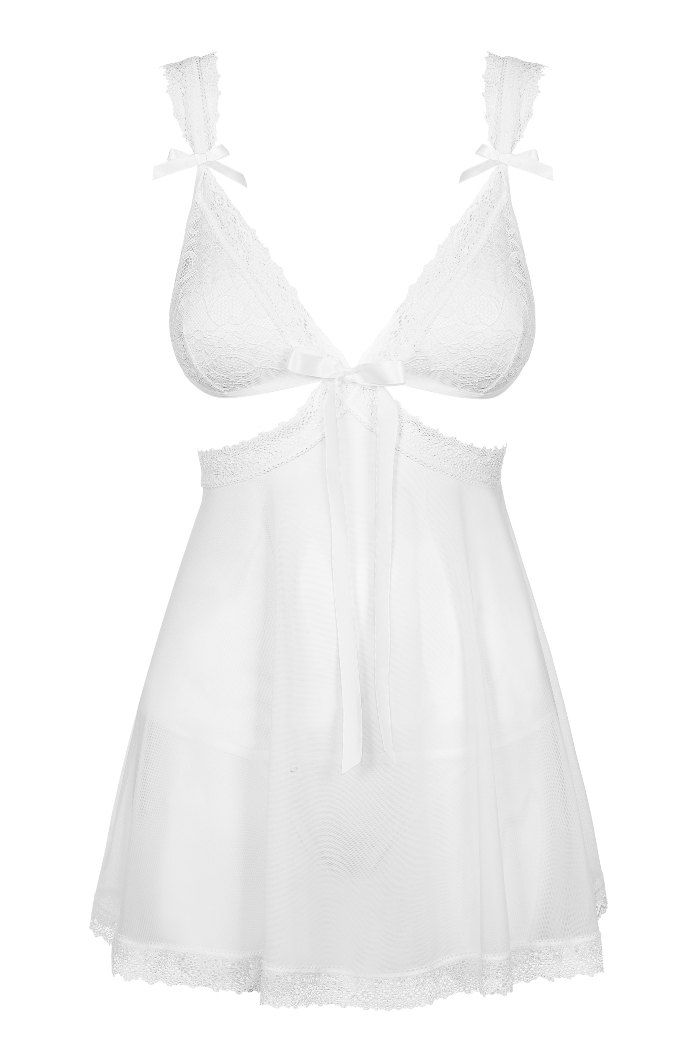 Do you feel like changing into a beautiful temptress? Choose... Obsessive - Swanita Babydoll & Thong - White - XXL photo-5