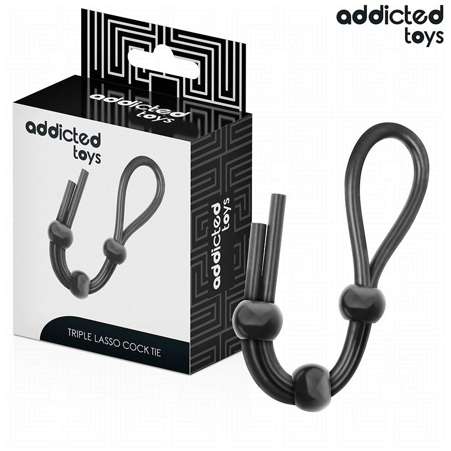 The Addicted Toys Triple Loop Silicone Penis Rope is an acce... Addicted Toys - Triple Lasso Cock Ring - Black photo-6