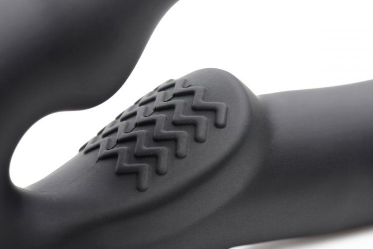 Ensure the satisfaction of both you and your lover with an e... Strap U - Evoke Super Charged Vibrating Strapless Dildo - Black photo-3