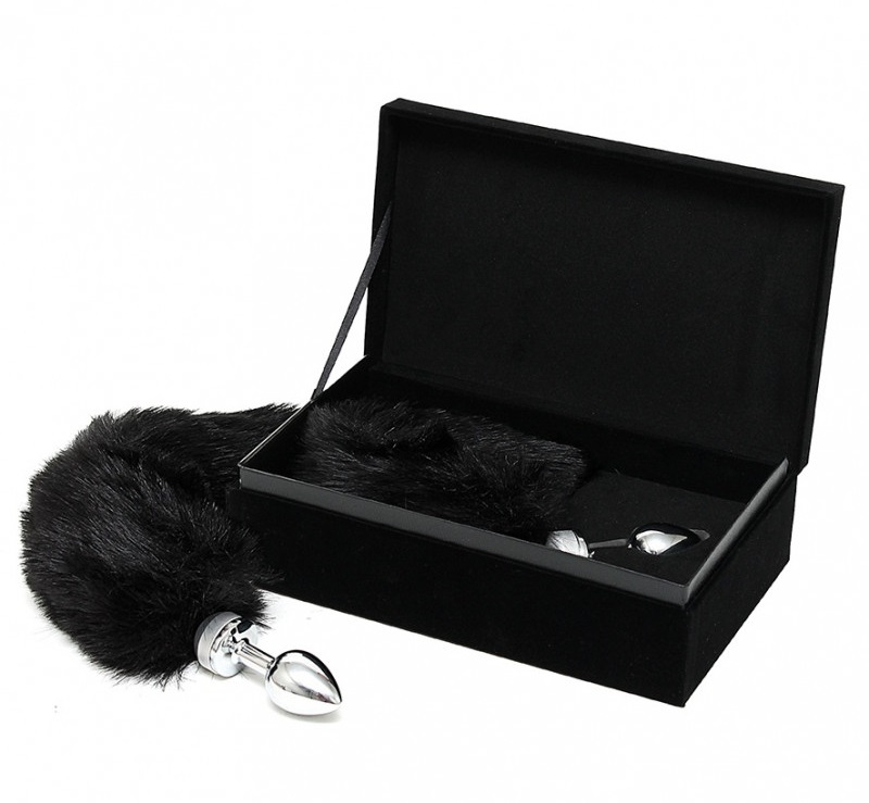 Metal butt plug with fox tail in a luxurious and discreet st... Rimba - Butt Plug w Tail - Black - S photo-4