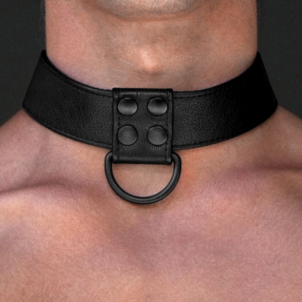 Stylish faux leather collar and lead set for animal-friendly... Lovetoy - Bondage Fetish Collar w Leash - Black photo-3