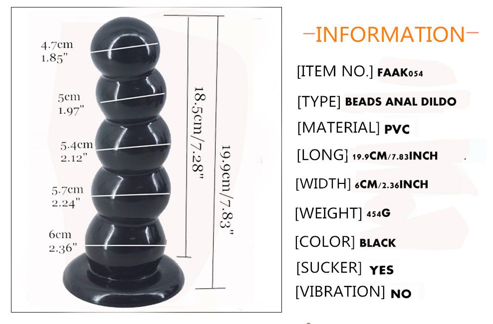 Flexible beads anal plug with suction cup
Material: PVC
Si... FAAK - Beads Anal Plug - Black photo-16