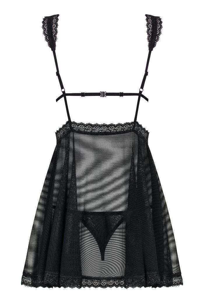 Playful, adorable, feminine and… amazingly sexy. This is you... Obsessive - Swanita Babydoll & Thong - Black - S/M photo-6