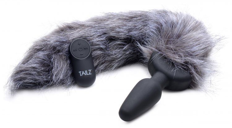 Are you a wild animal or a well-trained pup? Transform into ... Tailz - Fox Tail Vibrating Anal Plug - Grey photo-3