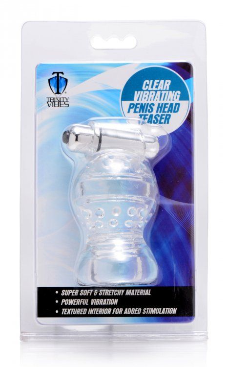 Stretch this enticing jack off sleeve onto the head of your ... Trinity Vibes - Vibrating Penis Head Teaser - Clear photo-8