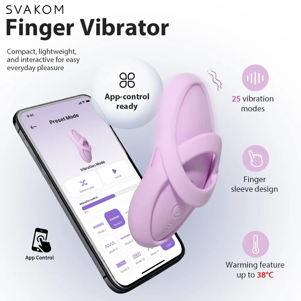 SVAKOM - Echo 2 APP Flexible Finger Vibrator - Pink Lilac photo-2
