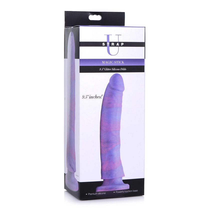 This magical dong is ready to charm your holes and push you ... Strap U - Magic Stick Glitter 9.5" Dildo - Purple photo-9