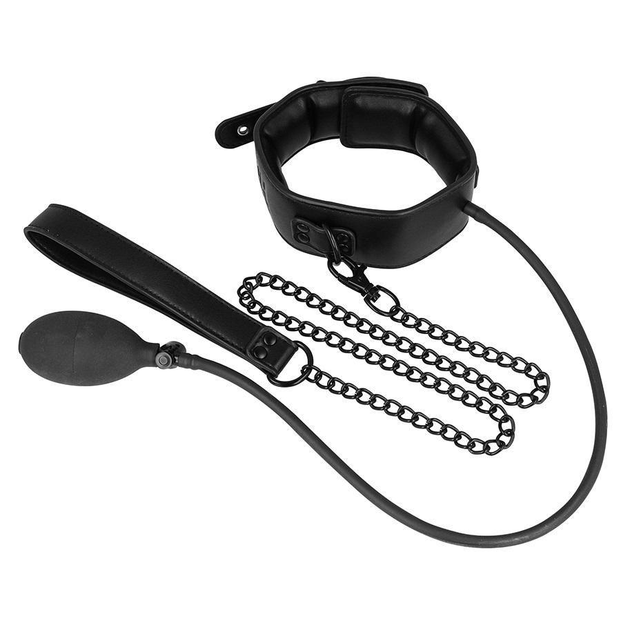 Fetish Submissive - Inflatable Collar w Chain - Black photo-4