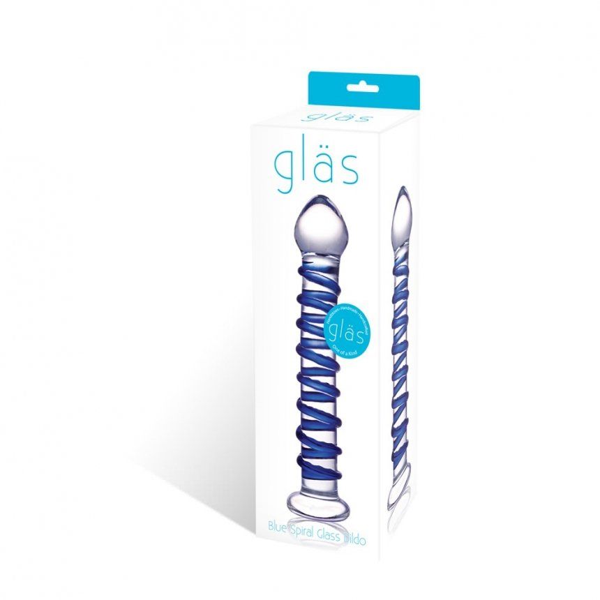 Glas - Spiral Glass Dildo - Blue photo-3