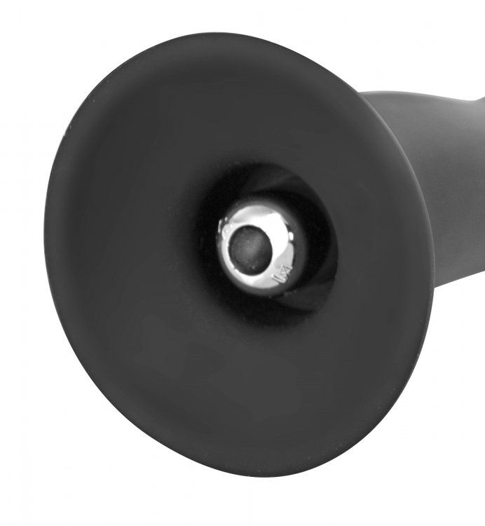 This curved silicone vibe has a smooth shaft, arched cock he... Strap U - Onyx Vibrating G-Spot Dildo - Black photo-2