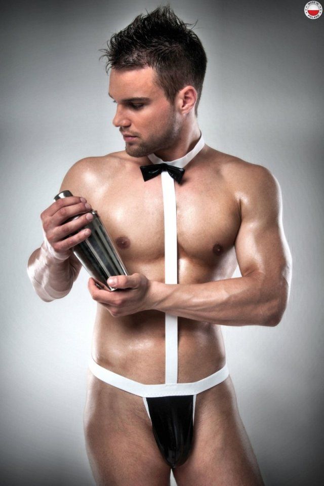 Unusual cut minimalist design and classic colors. Minimalism... Passion - Men's Body 021 - Black - S/M photo-2