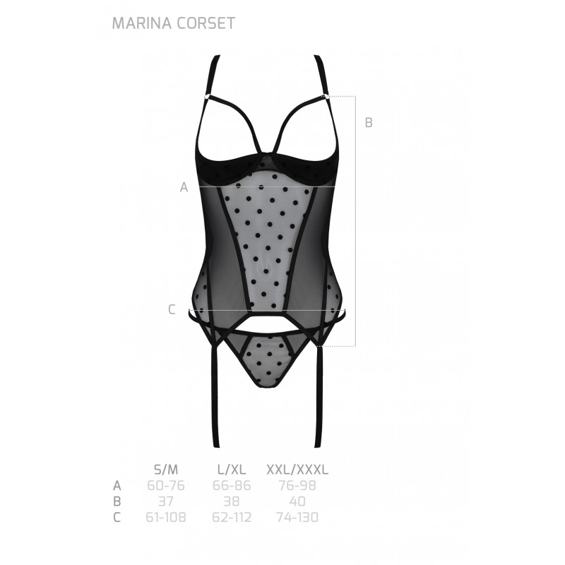 The very spectacular Martina corset is a combination of tran... Passion - Marina Corset - Black - S/M photo-5