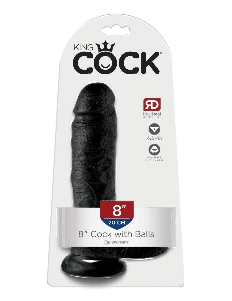 Do you want your first dildo to look and feel just like the ... King Cock - 8″ Cock With Balls - Black photo-7