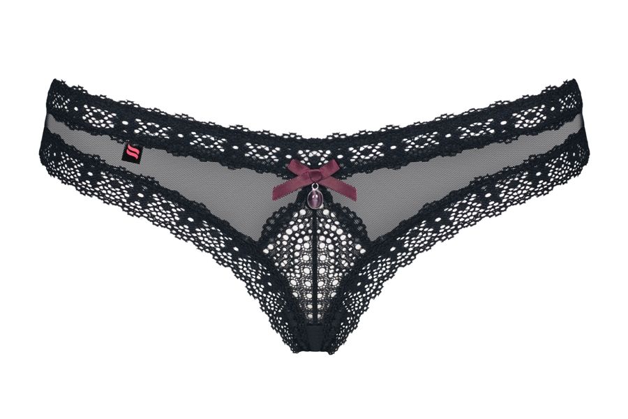 Delicate, black mesh, coquettish lace and flirty, violet det... Obsessive - 820-PAN-1 Panties - S/M photo-7