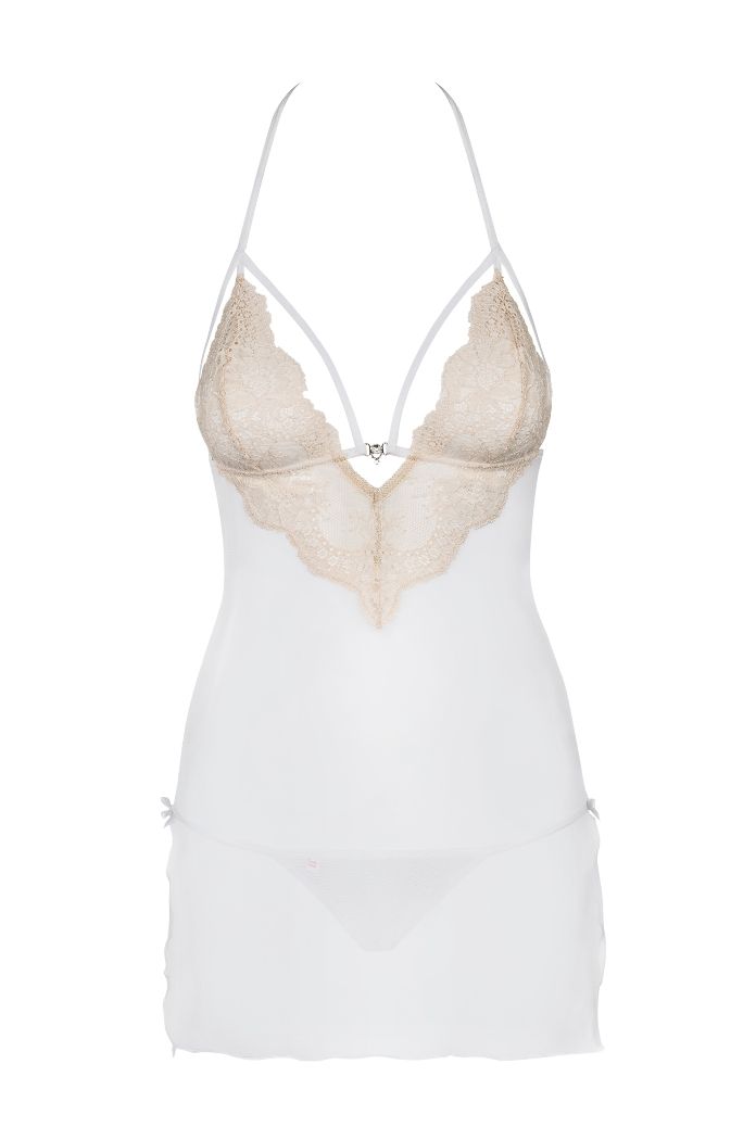 Obsessive -Bisquitta Chemise&Thong - 白色 - L / XL Obsessive -Bisquitta Chemise&Thong - 白色 - L / XL 照片-5