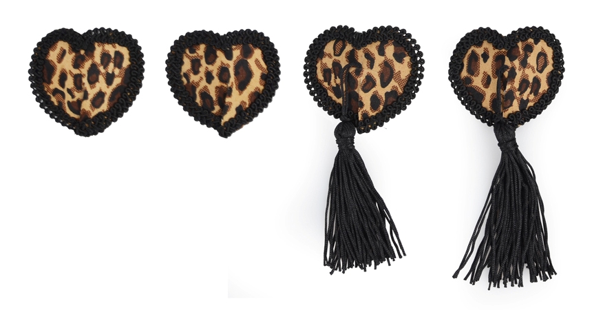 Toynary SM05 Leopard Heart-Shape Nipple Covers have self-adh... Toynary - SM05 Leopard Heart Nipple Covers photo-2