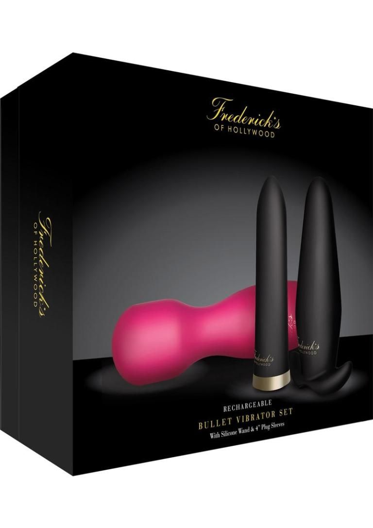 Experience multiple orgasms from one single kit. Featuring t... FOH - Rechargeable Bullet Vibe Set w Wand & Plug - Black photo-2