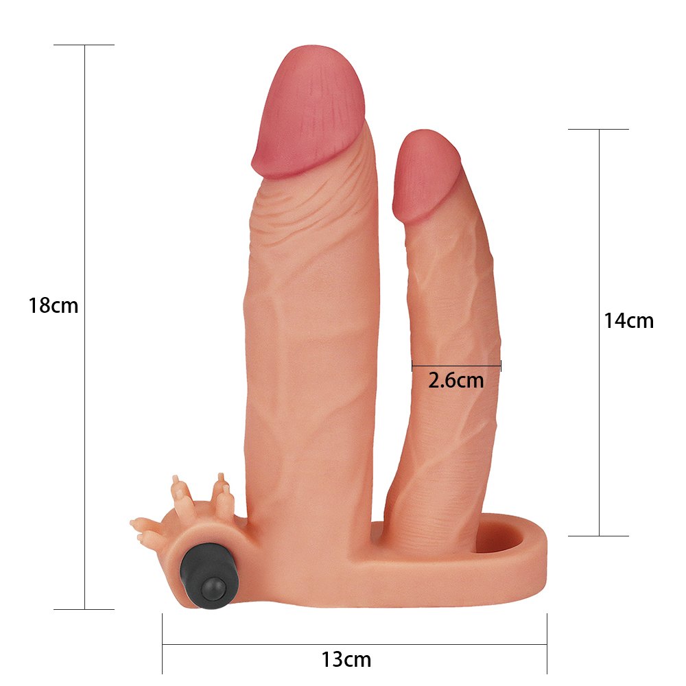 Intensify pleasure for both of you and add inches instantly ... Lovetoy - 1" Pleasure X Tender Double Sleeve - Flesh photo-7