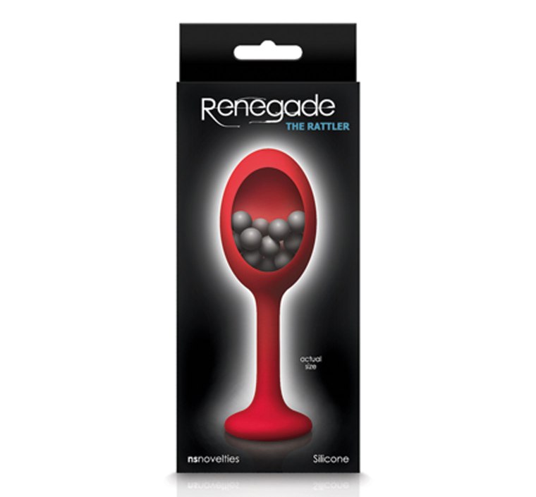 Encased inside a smooth silicone plug with a flared cherry-s... NS Novelties - Renegade Rattler Anal Plug - Red photo-2