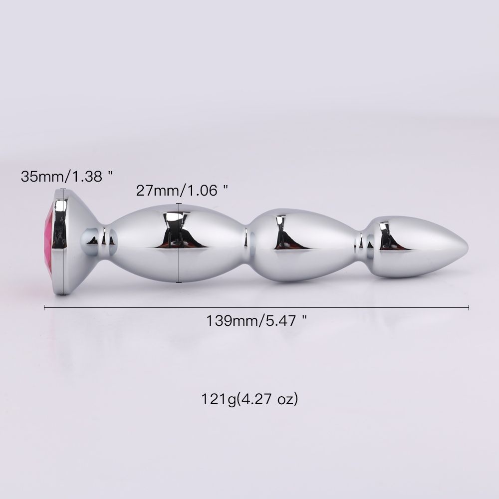 MT - Anal Plug 140x27mm - Silver/Pink photo-5