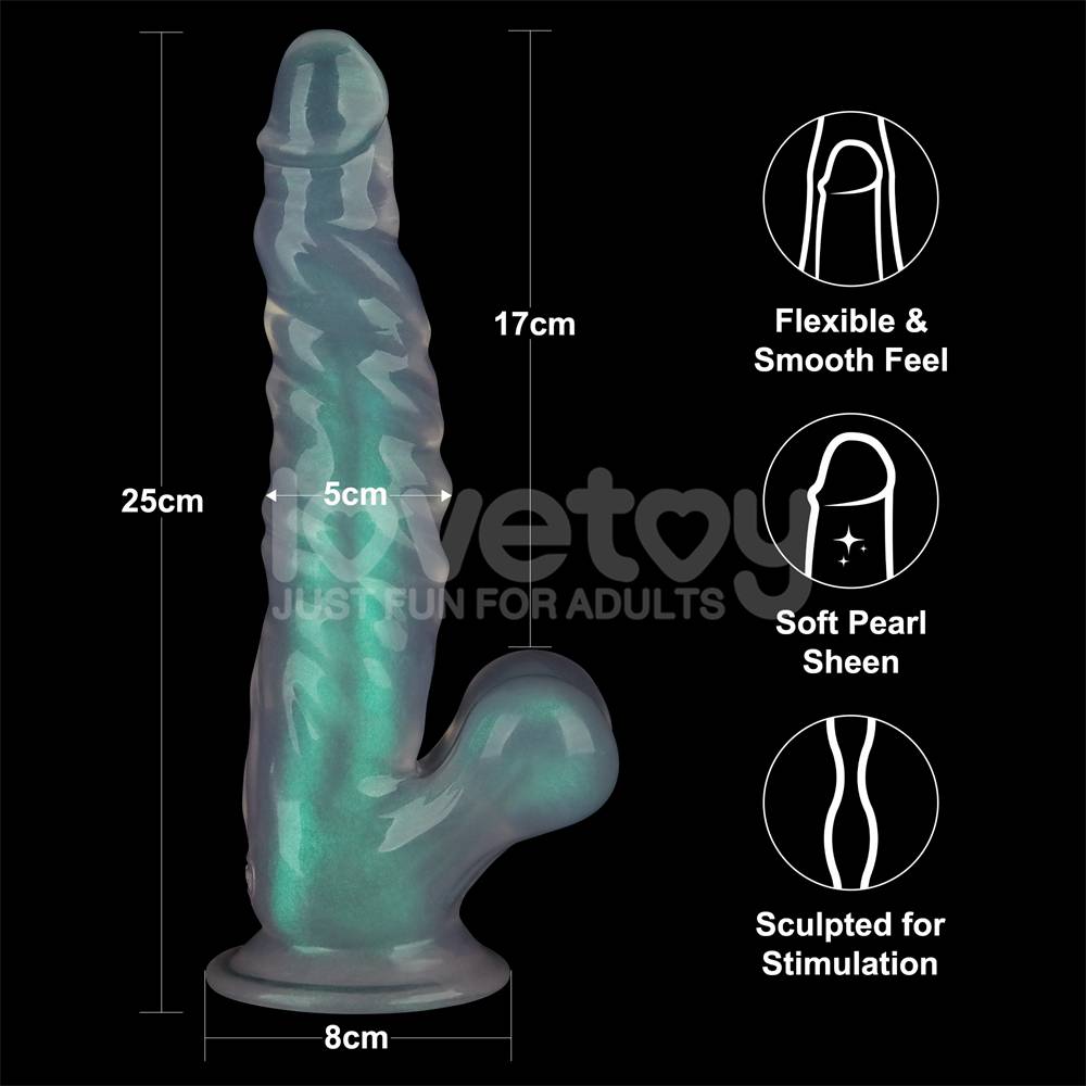 Lovetoy - 10'' Opal 珍珠色假阳具 - 绿色 照片-13