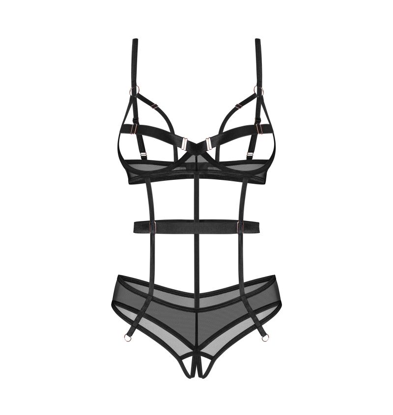 Obsessive - Euridia Crotchless Teddy - Black - XS/S 照片-4
