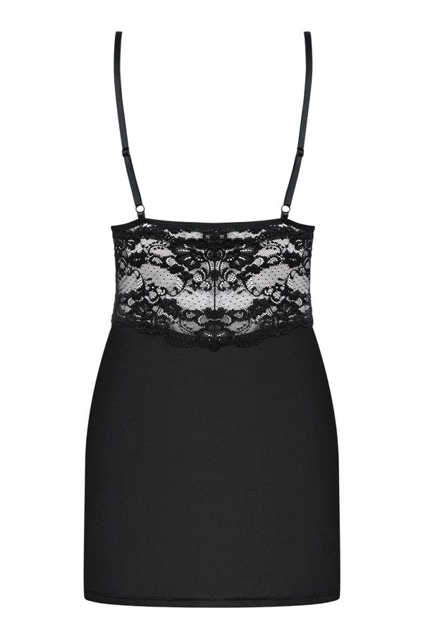 Imagine that you’re holding in your hands a lovely box full ... Obsessive - 810-CHE-1 Chemise & Thong - Black - L/XL photo-8