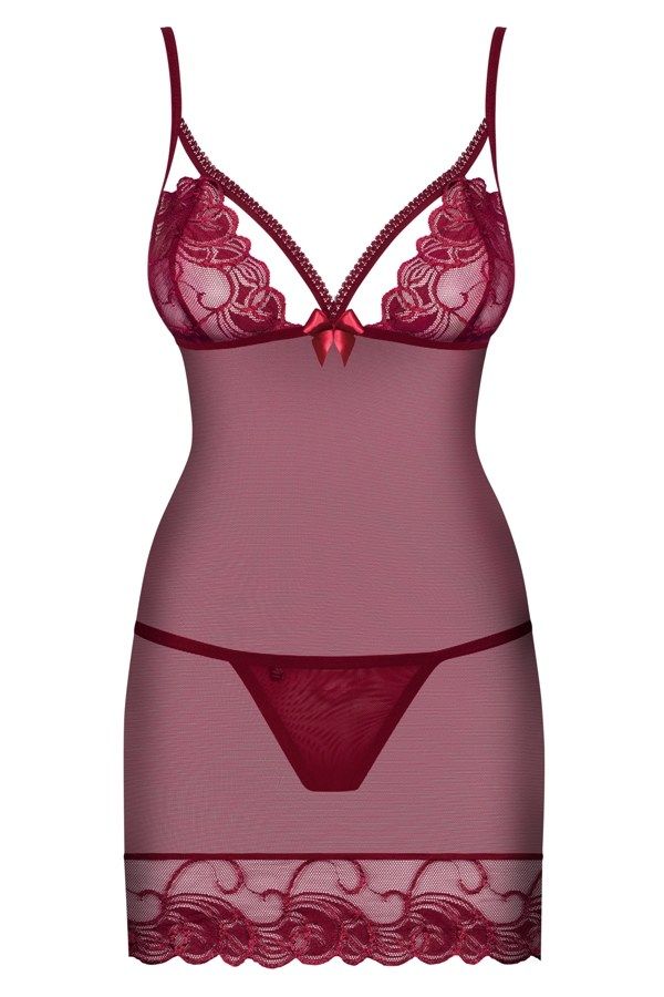 Do you want to feel like a queen of the night and enchant hi... Obsessive - Wonderia Chemise & Thong - Ruby - S/M photo-7