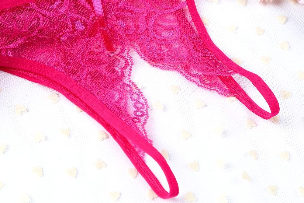 SB - 開檔內褲 T192 - 玫瑰紅色 照片-11