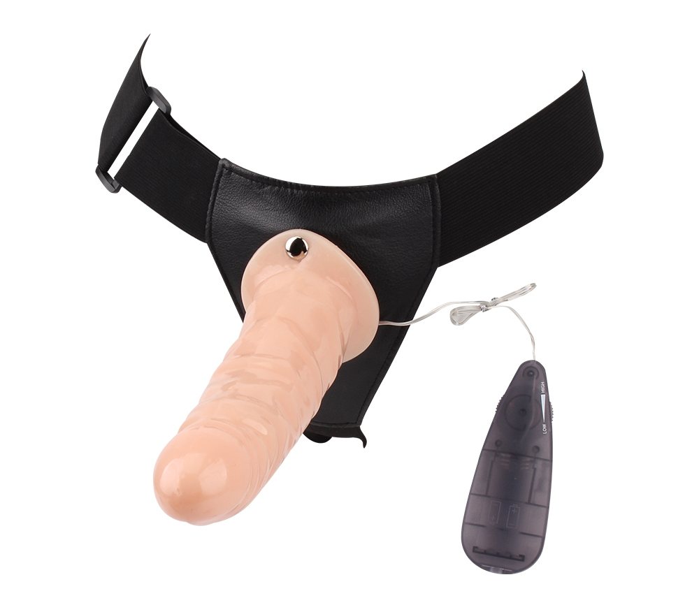Hollow Dildo, Fully Adjustable Elastic Straps, Multi-speed V... Chisa - Basic Vibrating Strap-On - Flesh photo-4