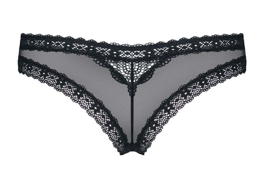 Delicate, black mesh, coquettish lace and flirty, violet det... Obsessive - 820-PAN-1 Panties - S/M photo-8