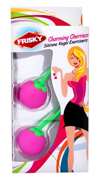 Tone up your Kegel muscles with these brilliant cherry Kegel... Frisky - Charming Cherries Silicone Kegel Balls - Pink photo-4
