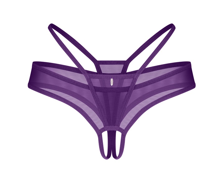 Obsessive - Vibres Crotchless Thong - Purple - 2XL/3XL photo