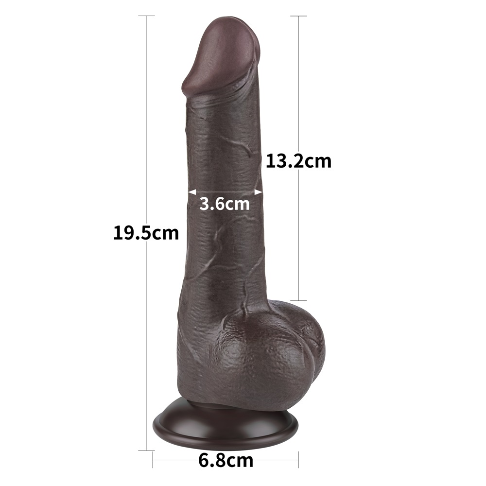 Made of realistic dual-layer sliding-skin material for Iifel... Lovetoy - 7.5" Sliding Skin Dildo 13.2cm - Brown photo-12