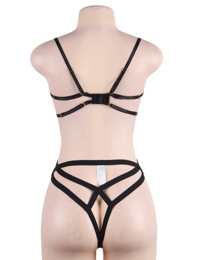 Elegant Embroidery Fashion Bra Set with Underwire
Material&... Ohyeah - Embroidery Underwire Set - Black - M photo-7