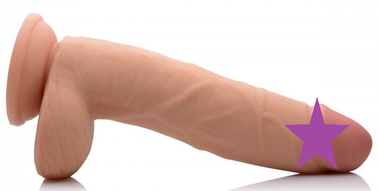 Big and bulging with veins for an internal massage! This bea... USA Cocks - 9″ Ameriskin Dual Density Dildo - Flesh photo-2