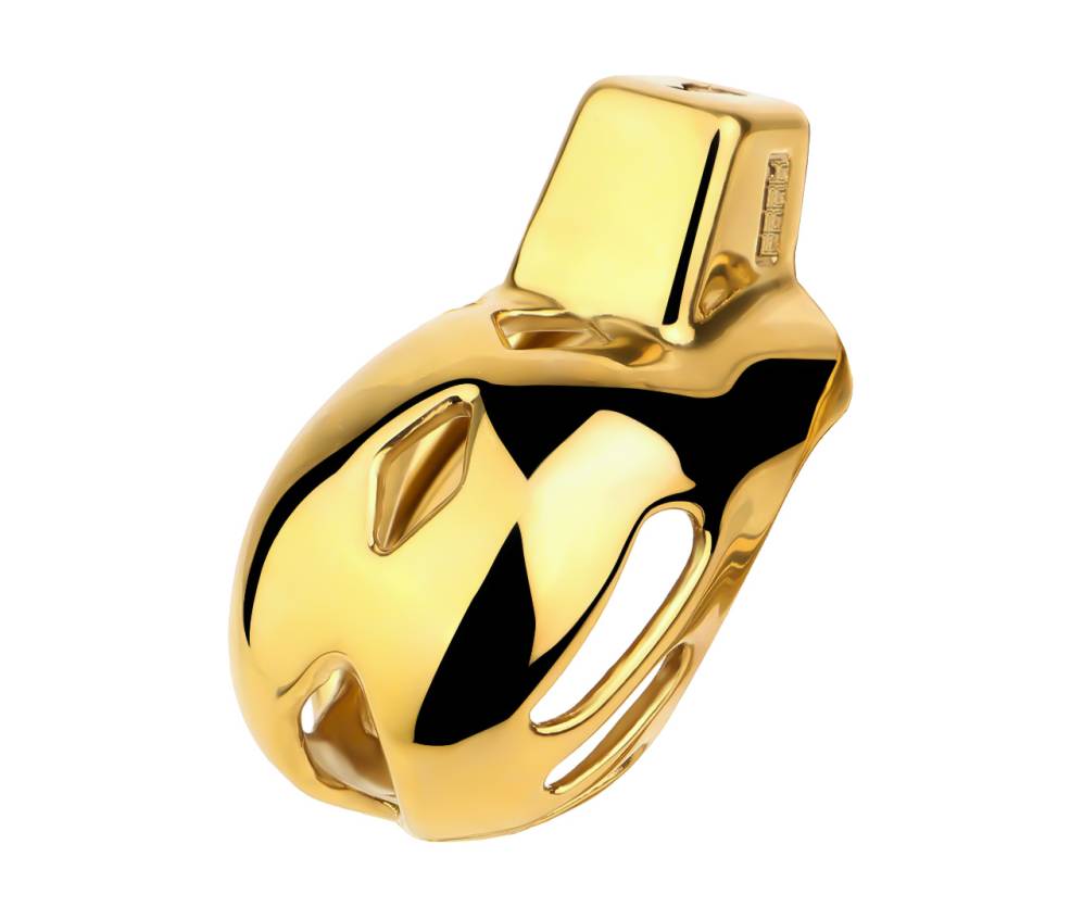 Wearable chastity lock belt with butt plug and cage
Materia... FAAK - Chastity Cage 184 w Belt & Plug - Gold photo-14