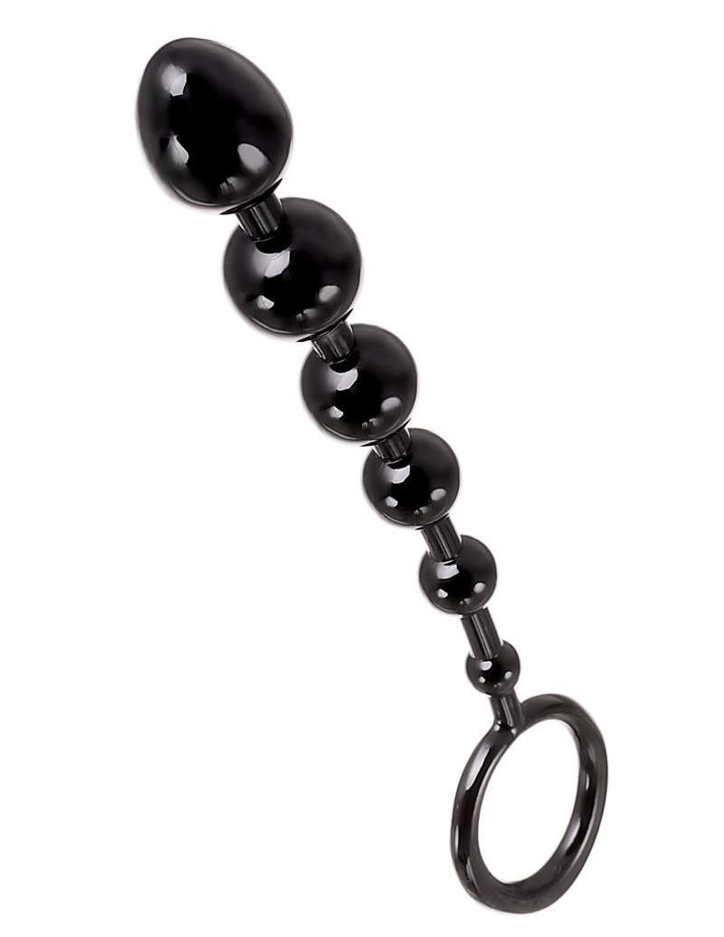 Elastic anal chain with 6 balls with different diameters in ... A-Toys - Anal Beads S-Size - Black photo-3