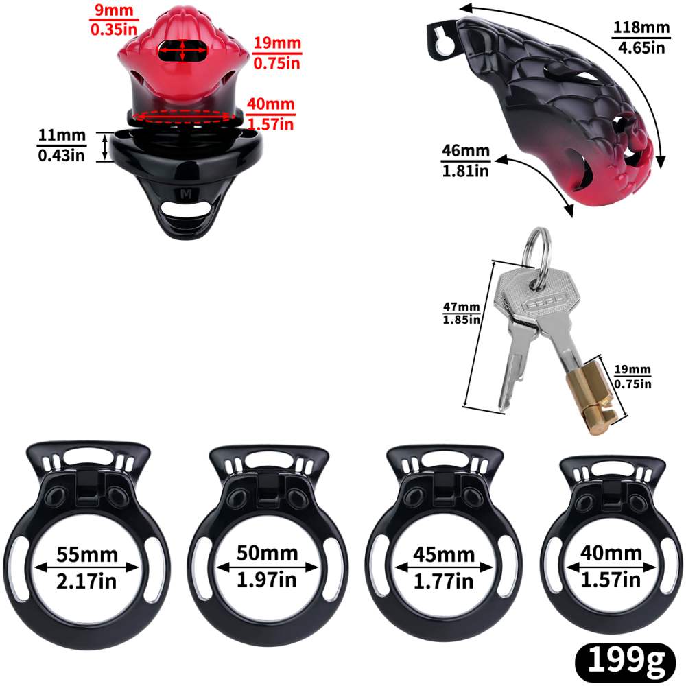 FAAK - Dragon Resin Chastity Cage M - Black photo-17