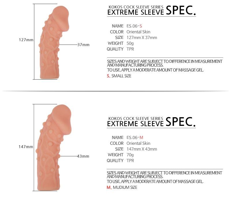 Kokos Extreme Sleeve ES-006 - very elastic nozzle on the pen... Kokos - Extreme Dotted Realistic Cock Sleeve S - Flesh photo-8