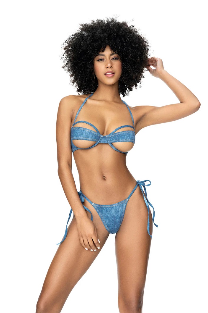 Mapale - 67080 Denim Cut-Out Swimsuit - Blue - L/XL photo