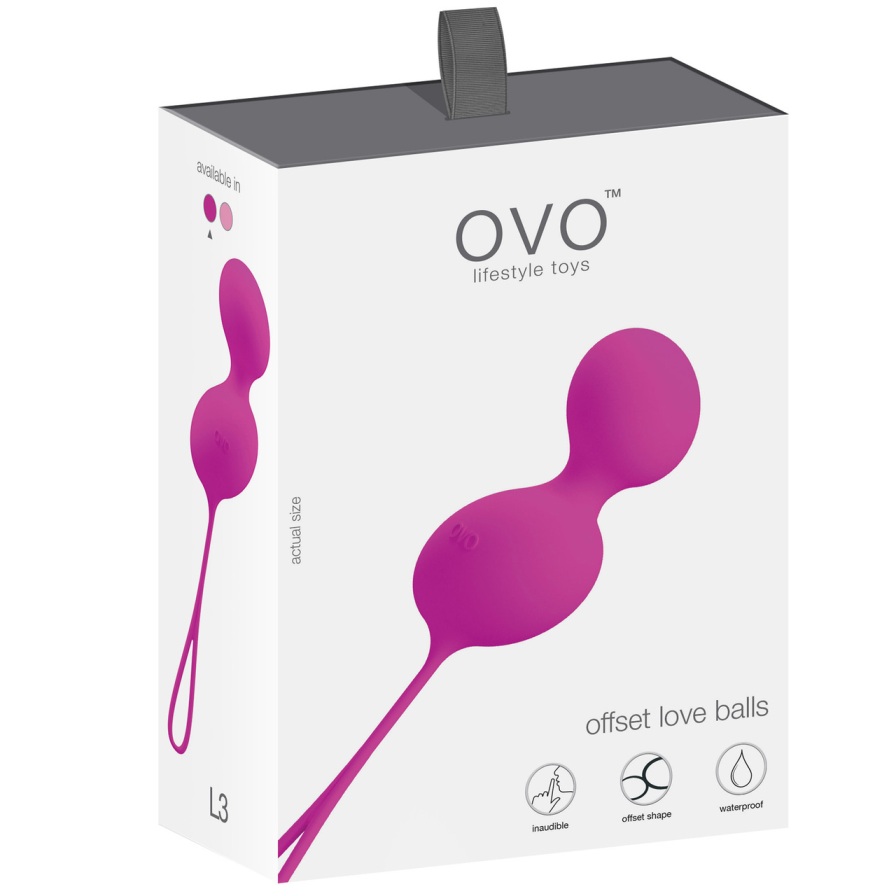 OVO L3 Silicone Love Balls are offset love balls that offer ... Ovo - L3 Love Kegel Balls - Fuchsia photo-4