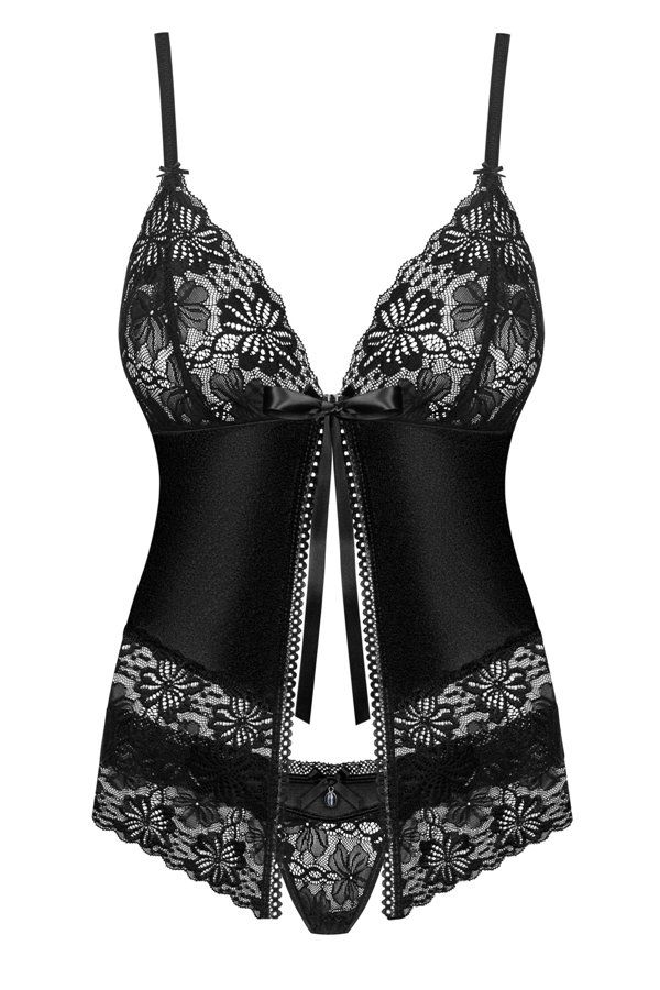 Have you already made naughty plans for tonight? You, him an... Obsessive - 846-BAB-1 Babydoll & Thong - Black - S/M photo-7