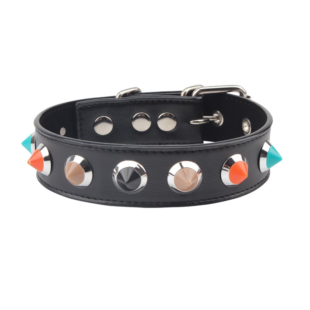 Fully adjustable to fit, compatible with collars, Soft and ... Chisa - Collar with Thorns - Black photo-3