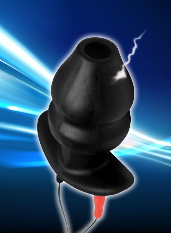Amplify your anal E-stim experience with this unique butt pl... Zeus Electrosex - Amplifier E-Stim Hollow Butt Plug - Black photo-2