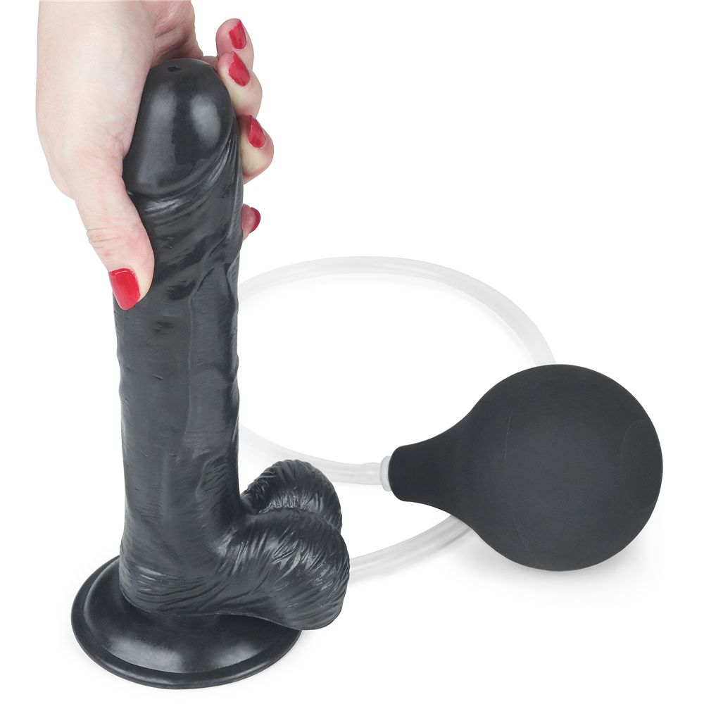 Enjoy lots of horny, squirting fun with this LoveToy squirt ... Lovetoy - 9" Squirt Extreme Dildo - Black photo-4