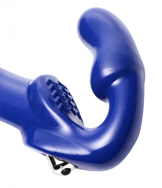 This vibrating strap on dildo is strap-free, so nothing come... Strap U - Revolver Strapless Strap On Dildo - Blue photo-3