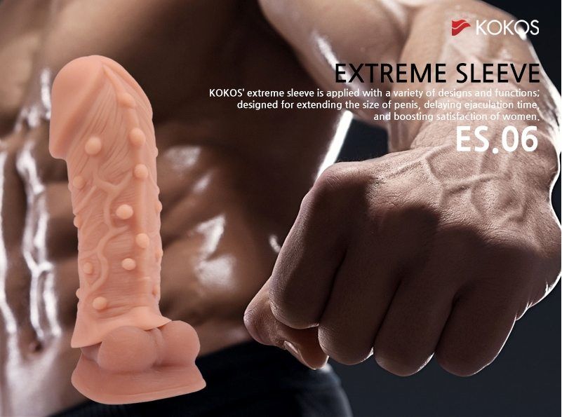 Kokos Extreme Sleeve ES-006 - very elastic nozzle on the pen... Kokos - Extreme Dotted Realistic Cock Sleeve S - Flesh photo-3