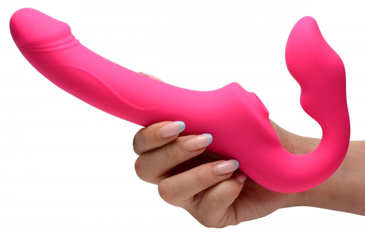 Show off your package with this mighty strapless strapon! Th... Strap U - Mighty Licker Strapless Strap-On - Pink photo-3
