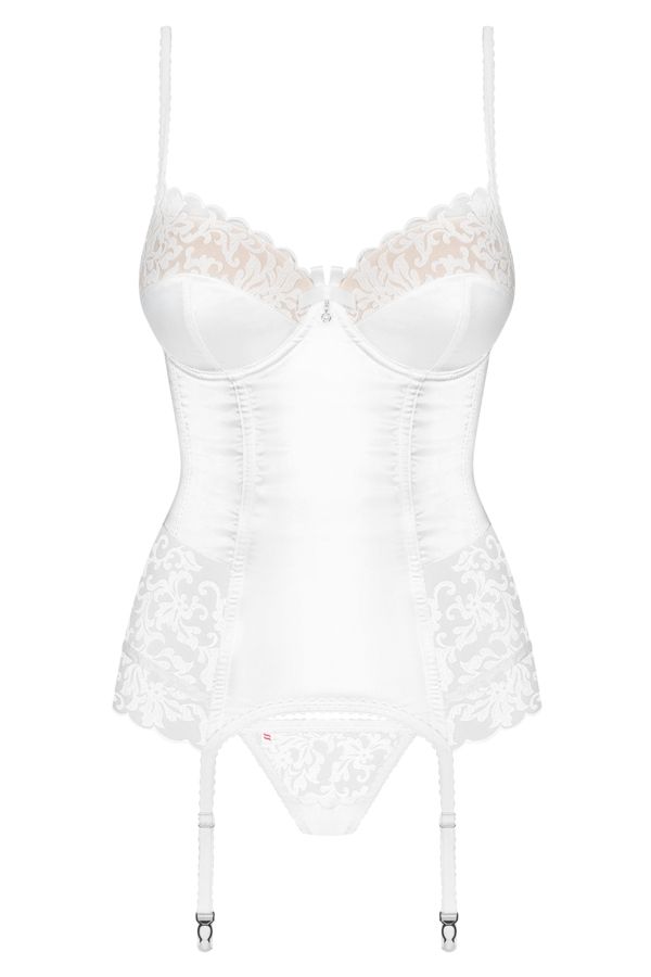 Obsessive - 871-COR-2 Corset & Thong - White - S/M photo-7